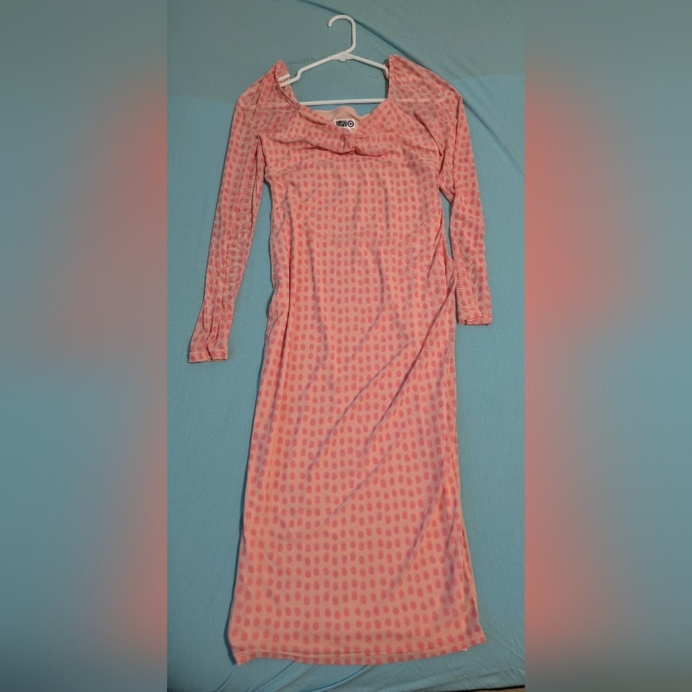 Target Pink Long Sleeve Polka Dot Dress